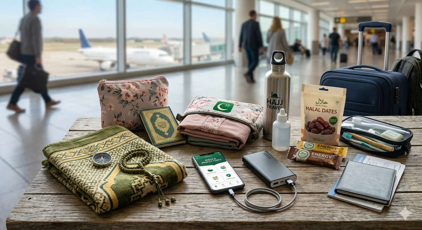 Essential travel items for Muslims.