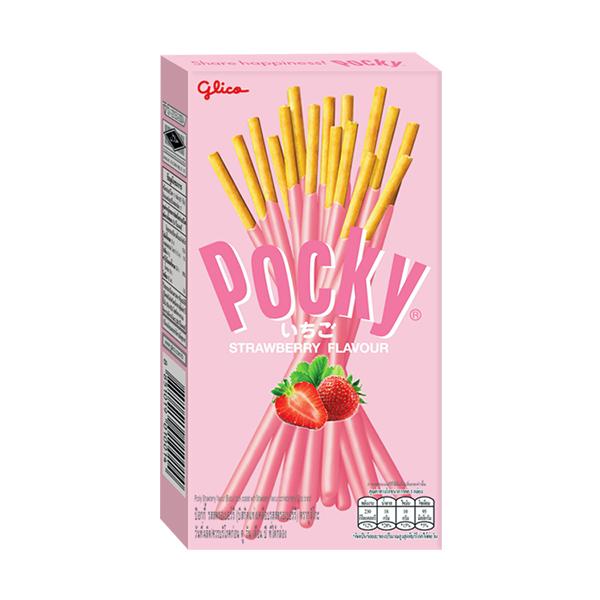 POCKY STRAWBERRY FLAVOUR (BISCUIT STICK COATED WITH STRAWBERRY FLAVOUR CONFECTIONERY)