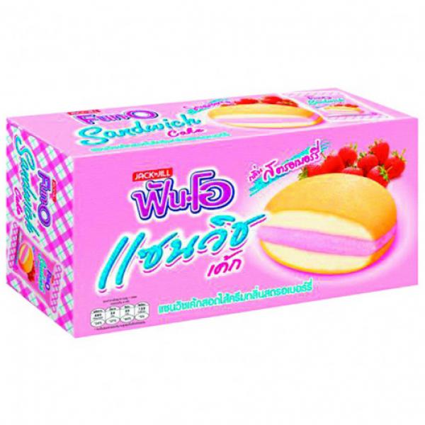 Sandwich cake with strawberry flavoured cream