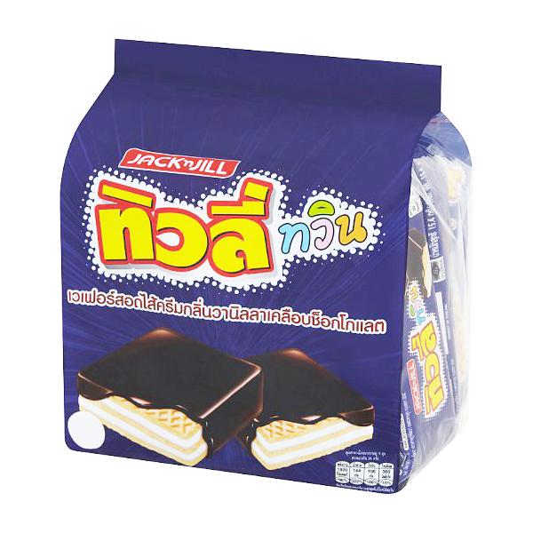 เวเฟอร์สอดไส้ครีมกลิ่นวานิลลาเคลือบช็อกโกแลต