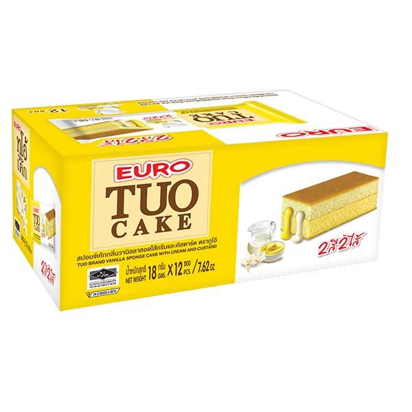 สปอนจ์เค้กกลิ่นวานิลลา สอดไส้ครีมและคัสตาร์ด