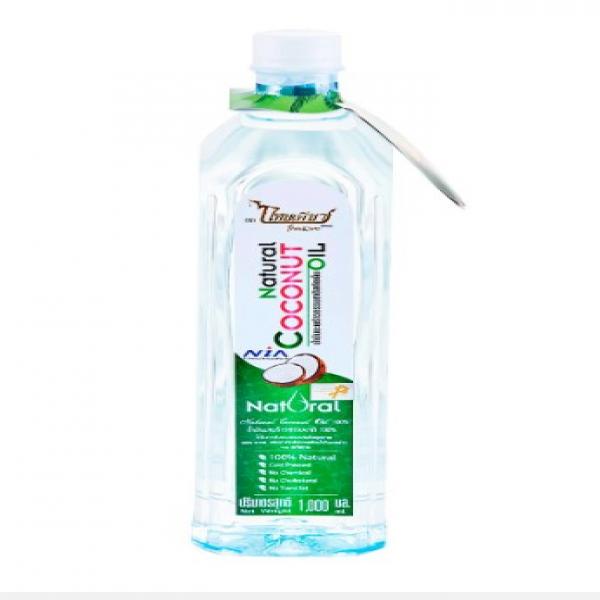 น้ำมันมะพร้าวธรรมชาติ 100%  - บรรจุขวดPET ทรงเหลี่ยมสูงฉลากเขียว ขนาด 1000 ml