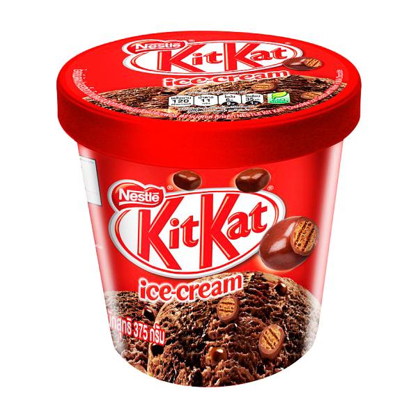 ไอศกรีมดัดแปลงรสช็อกโกแลตผสมช็อกโกแลตนมสอดไส้เวเฟอร์ (ตราเนสท์เล่ คิทแคท)