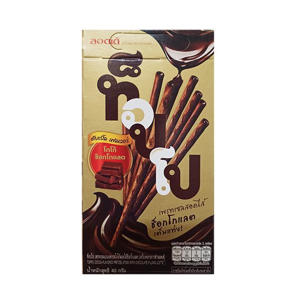 TOPPO COCOA FLAVORED PRETZEL STICK WITH COMPOUND CHOCOLATE FILLING