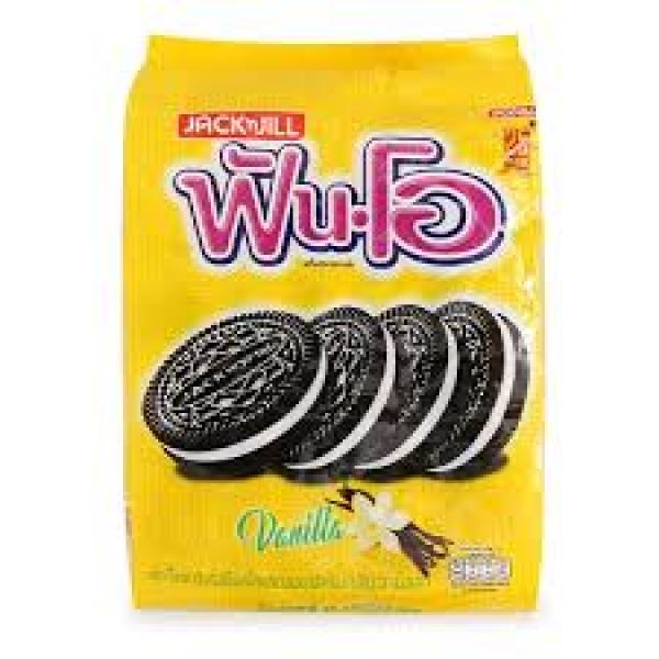 Chocolate sandwich cookies filled with Vanilla flavored cream