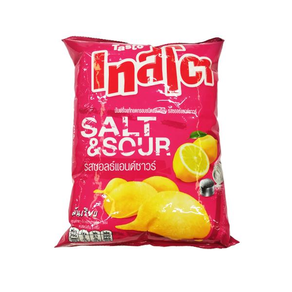 Salt and Sour  Flavored Potato Chips Flat out