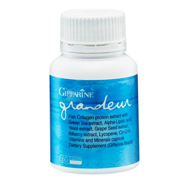 GRANDEUR (FISH COLLAGEN PROTEIN EXTRACT WITH GREEN  TEA EXTRACT, ALPHA-LIPOIC ACID, YEAST EXTRACT, GRAPE SEED  EXTRACT, BILBERRY EXTRACT, LYCOPENE, CO-Q10, VITAMINS  AND MINERALS CAPSULE DIETARY SUPPLEMENT) (Giffarine Brand)
