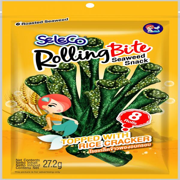 Roasted Rolled Crispy Seaweed Topped with Rice Cracker