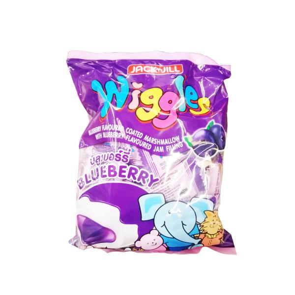 BLUEBERRY FLAVOURED COATED MARSHMALLOW WITH BLUEBERRY FLAVOURED JAM FILLING