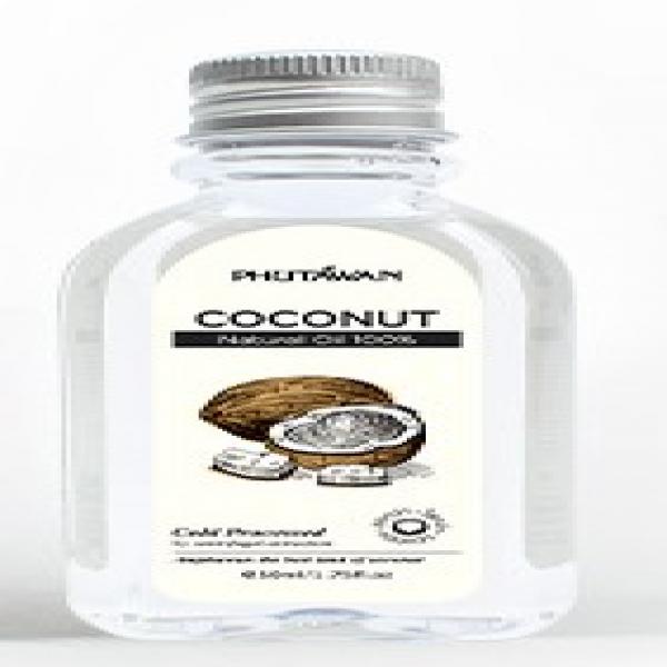 Natural Coconut Oil 100% packing plastic bottle size 50 ml., 100 ml., 1,000 ml.