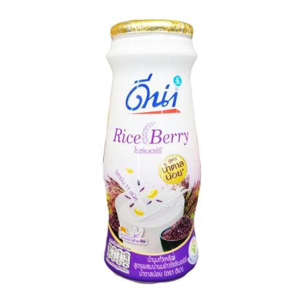 น้ำนมถั่วเหลือง สูตรผสมน้ำนมข้าวไรซ์เบอร์รี่ น้ำตาลน้อย