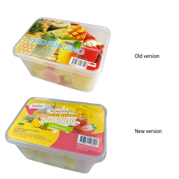 ขนมพุดดิ้ง ผสมวุ้นมะพร้าว รวมรส (ฮันนี่ เมล่อน, มะม่วง, สับปะรด, สตรอเบอร์รี่)