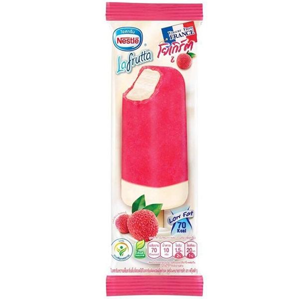 ไอศกรีมหวานเย็นกลิ่นลิ้นจี่สอดไส้ไอศกรีมดัดแปลงโยเกิร์ต (เครื่องหมายการค้า ลา ฟรุ๊ตต้า)