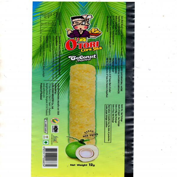 Corn stick snack coconut flavour