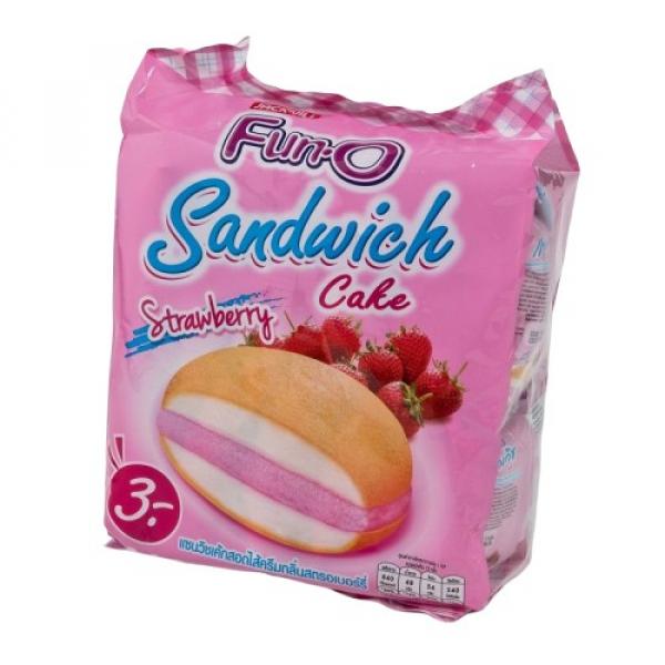 Sandwich cake with strawberry flavoured cream