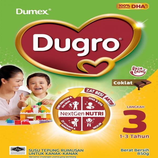 FORMULATED MILK POWDER FOR 1-3 YEARS, CHOCOLATE (DUGRO 3) / SUSU TEPUNG RUMUSAN UNTUK KANAK-KANAK,1-3 TAHUN, COKLAT (DUGRO 3)