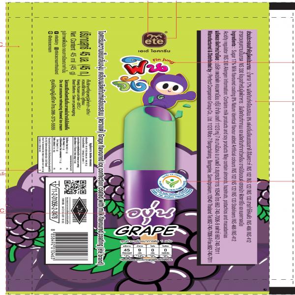 Grape Flavoured Ice Confection coated with Milk Flavoured Coating