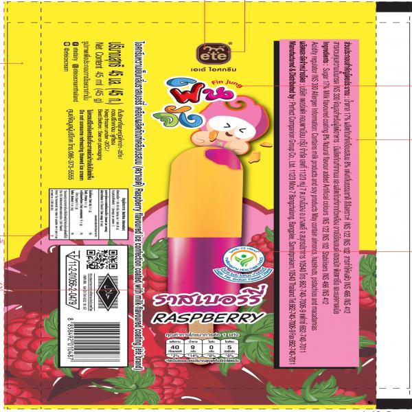 Raspberry Flavoured Ice Confection coated with Milk Flavoured Coating