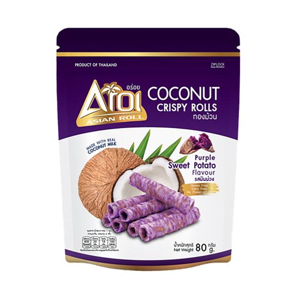 COCONUT CRISPY ROLLS PURPLE SWEET PATATO FLAVOUR (80g. AND 100g.)