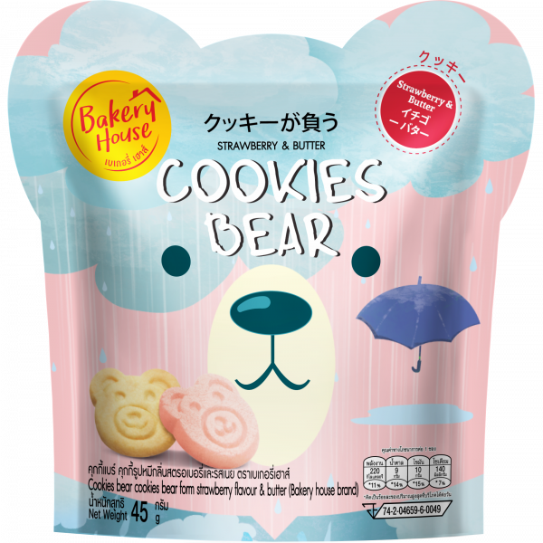 Cookies Bear cookies bear form strawberry flavour & butter