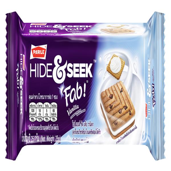 HIDE & SEEK FAB! VANILLA  FLAVOURED CHOCO CHIP SANDWICH COOKIES