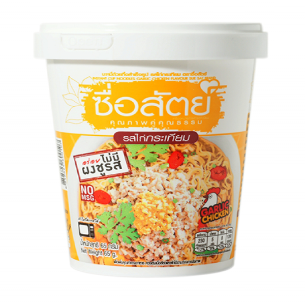 บะหมี่ถ้วยกึ่งสำเร็จรูปรสไก่กระเทียม สูตรไม่มีผงชูรส