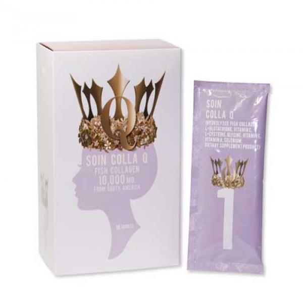 โซอิน คอลลา คิว (ผลิตภัณฑ์เสริมอาหารไฮโดรไลซ์ ฟิช คอลลาเจน, แอล-กลูตาไธโอน, วิตามินซี, แอล-ซิสเทอีน, ไกลซีน, วิตามินอี,วิตามิน เอ, ซีลีเนียม)