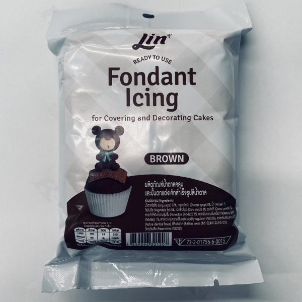 น้ำตาลคลุมเค้กสำเร็จรูปสีน้ำตาล 250 กรัม (ตรา ลิน)