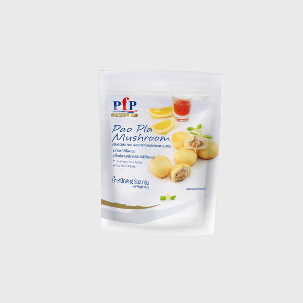 PAO PLA MUSHROOM (SEASONED FISH PASTE WITH MUSHROOM FILLING)