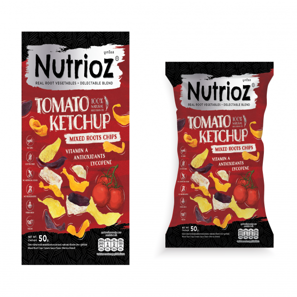 มันหวานหลากชนิดผสมเผือกทอดอบกรอบ (รสซอสมะเขือเทศ)