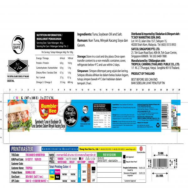 SANDWICH TUNA IN SOYBEAN OIL (TUNA SANDWIC DALAM MINYAK KACANG SOYA)
