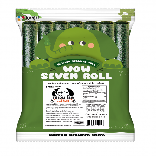 KOKIRI BRAND GRILLED SEAWEED WOW SEVEN ROLL SWEET CHILLI FLAVOR