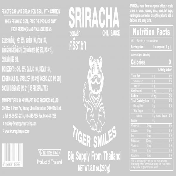 Sriracha Chili Sauce  Tiger Smiles brand
