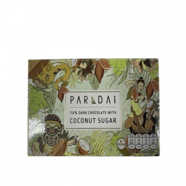 70% ดาร์กช็อกโกแลต (ช็อกโกแลตชนิดหวานมีโกโก้ 70%) สูตรน้ำตาลมะพร้าว 70%/ Dark Chocolate with Coconut Sugar