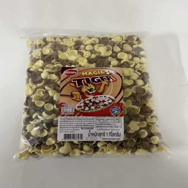 อาหารเช้าซีเรียลผสมข้าวโพดรสช็อกโกแลตและรสนม