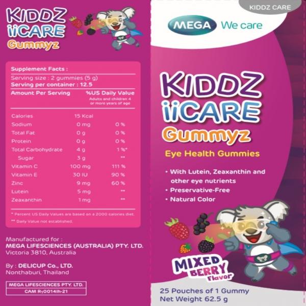 KIDDZ IICARE GUMMYZ Gummy Jelly Plus Vitamin C, Vitamin E, Zinc, Lutein and Zeaxanthin Mixed Berry Flavour