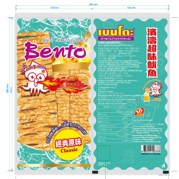 ซีฟู้ดสแน็ค (เนื้อหมึกผสมซูริมิ) รสคลาสสิค (ตรา เบนโตะ)