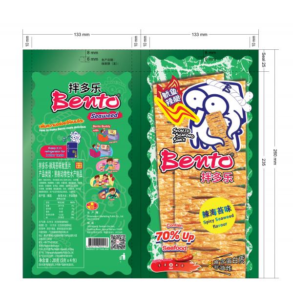 Squid Seafood snack Spicy Seaweed Flavour (Squid mix Surimi) (Bento Brand)