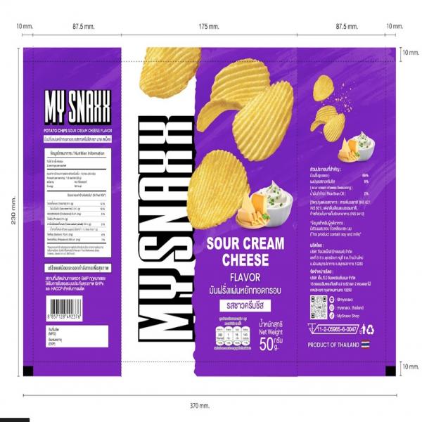 มันฝรั่งแผ่นหยักทอดกรอบ ซาวครีมชีส ตรา มาย สแน็คซ์