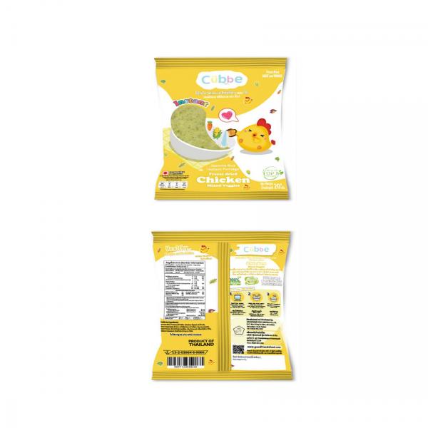 โจ๊กข้าวหอมมะลิชงร้อนผสมไก่ และผักรวม ฟรีซดราย ตรา คิ้วบ์