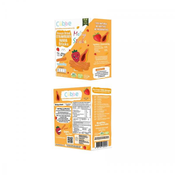 Freeze Dried Papaya Strawberry Sticks brand Cubbe