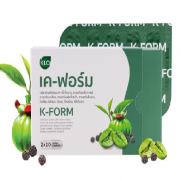 K-FORM (Chitosan, Green coffee bean extract, Green tea extract, Black pepper extract, Garcinia extract, Psyllium husk powder, Ginger powder, Chromium picolinate Dietary supplement product)