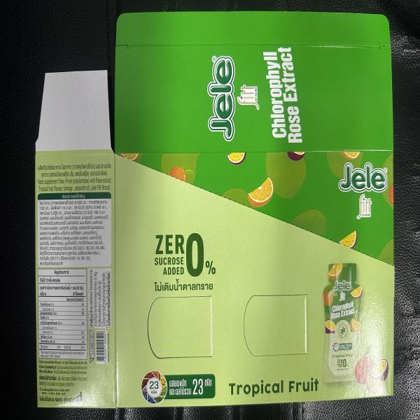 ผลิตภัณฑ์เสริมอาหาร ใยอาหาร(จากพอลิเดกซ์โทรส) ผสม สารสกัดกุหลาบ รสทรอปิคอลฟรุ้ต(ส้ม, แพรชันฟรุ้ต) (ตรา เจเล่ฟิตต์)