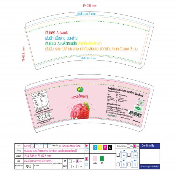 ไอศกรีมดัดแปลงผสมสตรอว์เบอร์รีคัพตราไผ่ทองไอศครีม