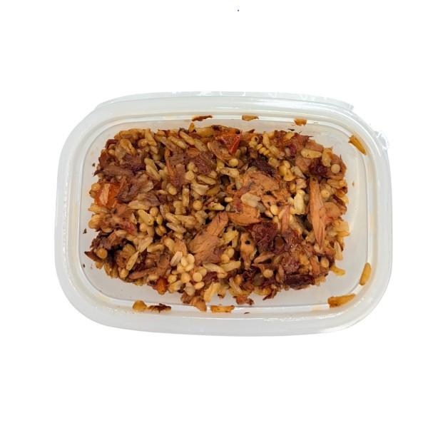 ปลาทูน่าผสมคูสคูสพาสต้า ข้าวกล้องหอมมะลิ มะเขือเทศ และหัวหอม 170กรัม (13026)