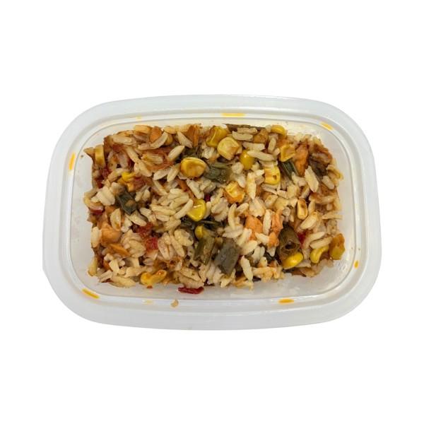 13385 PLASTIC CUP MSC SALMON WITH COCONUT, CHILLI, KAFFIR LIME & THAI RICE 170g