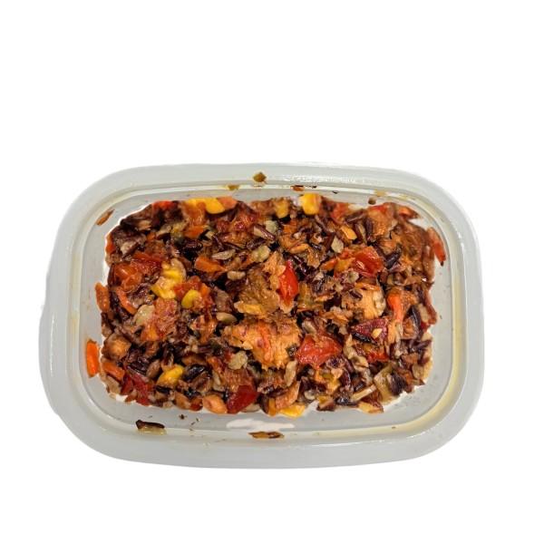 13386 PLASTIC CUP MSC SALMON WITH SWEET SOY VEGETABLES & BLACK RICE 170g