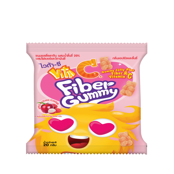 Gelatin Gummy Jelly Lychee Juice 20% With Fiber And Vitamin C Apple & Lychee Flavor Vita-C Brand
