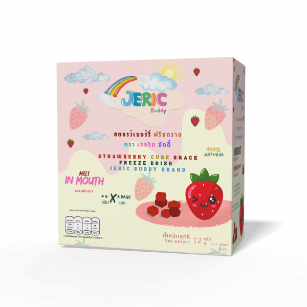 STRAWBERRY CUBE SNACK FREEZE DRIED JERIC Buddy Brand