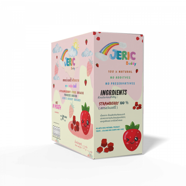 STRAWBERRY CUBE SNACK FREEZE DRIED JERIC Buddy Brand